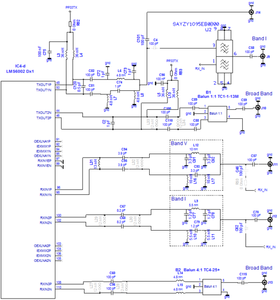 LMS6002D Typical Application Circuit, RF Part